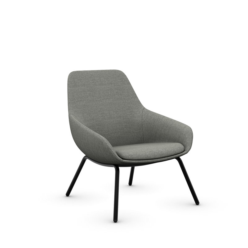 Lilly Upholstered Lounge Chair from 9to5 Seating, Gray Polyester Blend, Black