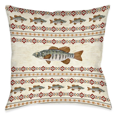 Fishing Expedition Motif Polyester Throw Pillow