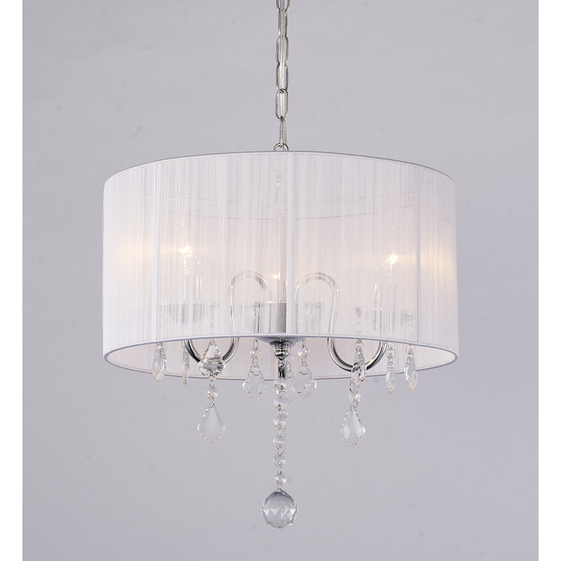 Transitional 3 Light Silk String Shade Chandelier