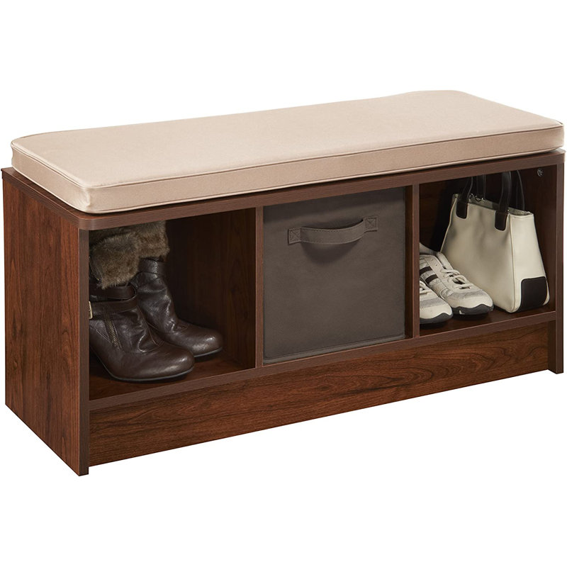 Cubeicals 3-Cube Storage Bench, White, Dark Cherry