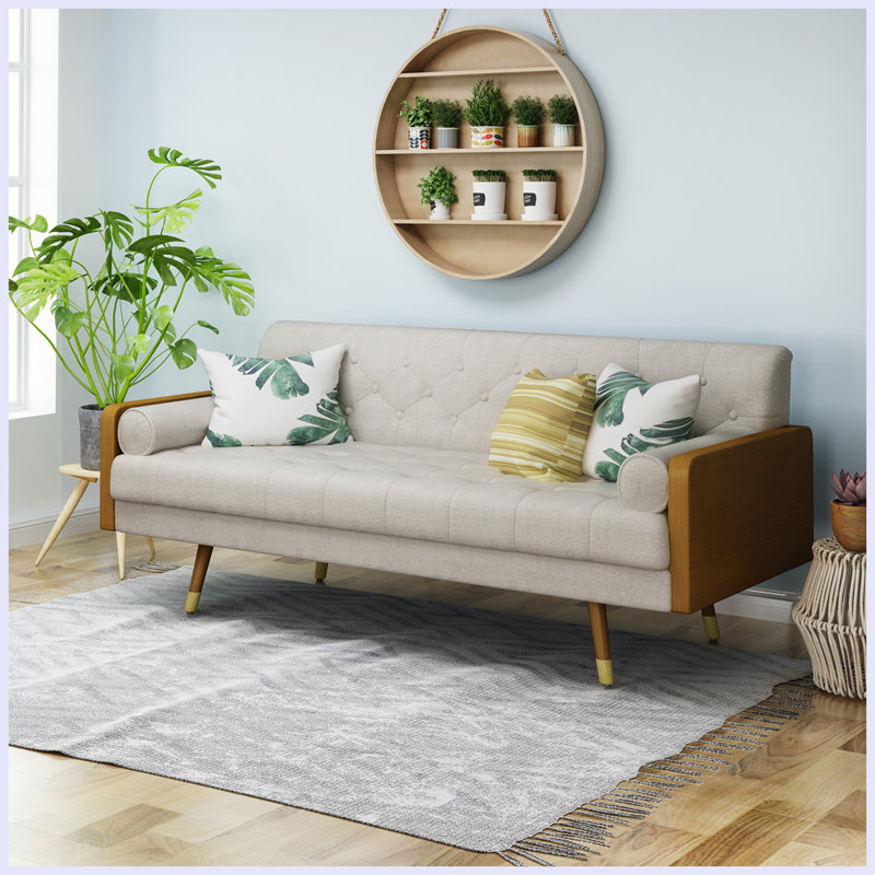 Canapé en tissu Mid-Century, Beige