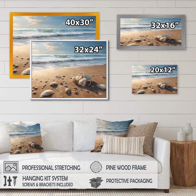 Seaside Seashell Treasures I - impression, H 30 po x l 40 po x P 1,5 po, Toile tendue
