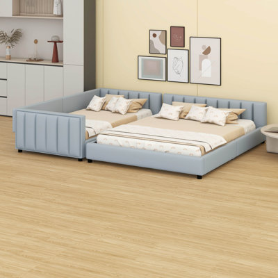 Grand lit plateforme tapissier grand et simple TG - Lit pour mère et enfant