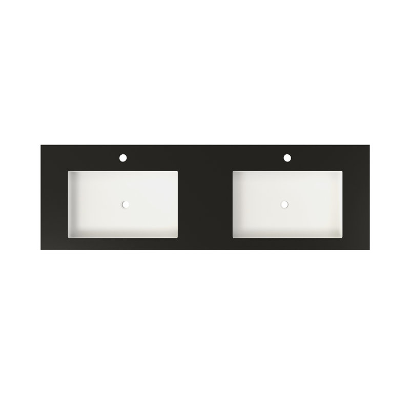 Bathroom Vanity Basin Made Of Stone Resin Solid Surface - Matte Black, 46.79 In Deep, 19.21 Wide, 4.39 High, 54.25 Lb Adaptable To Different Layouts, High End Durability, Flexible Installation,