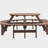 10-12-person Round Outdoor Wooden Picnic Table for Patio, Backyard, Garden, DIY with 1 Built-in Ring Stool, 500-lb Weight Capacity - Walnut Brown