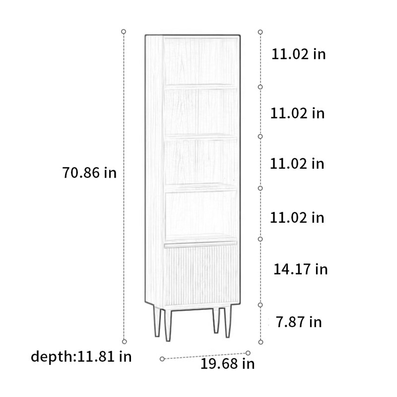 Bibliothèque standard H 70,86 "x l 19,68"