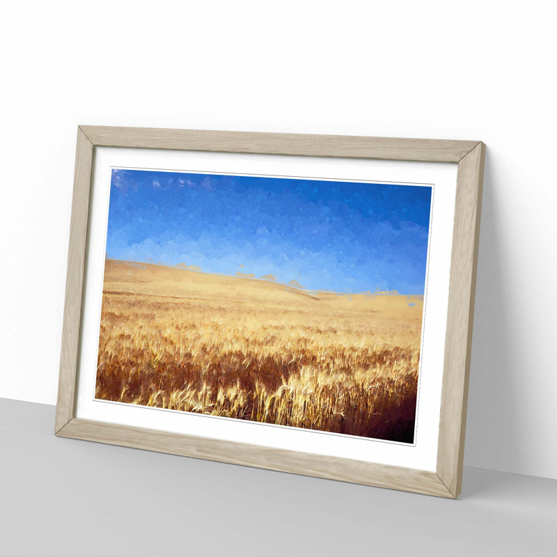 Field of Wheat in Kansas - Picture Frame Graphic Art Print, 50cm H x 76cm W x 2cm D, Oak