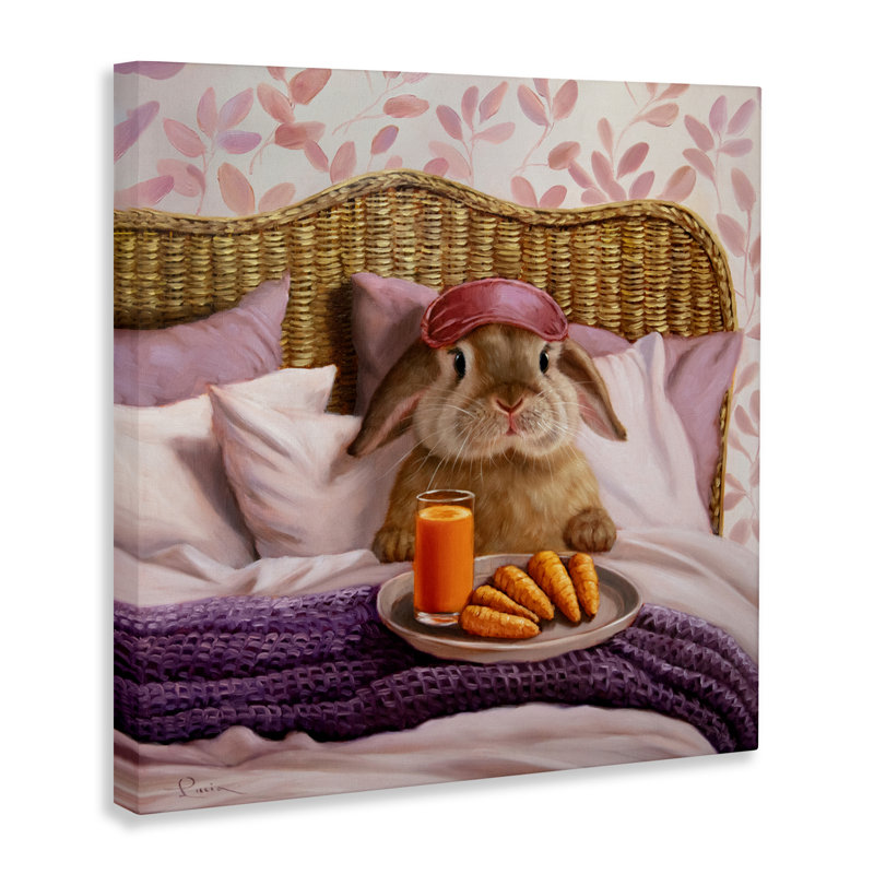 «Hoppy Meal Bunny in Bed Canvas», conception par Lucia Heffernan, H 36 po x l 36 po
