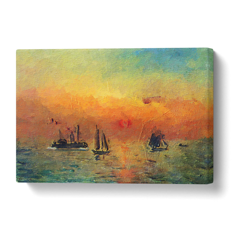 Sunrise in a Port by Fujishima Takeji - Wrapped Canvas, 50.8 cm H x 76.2 cm W