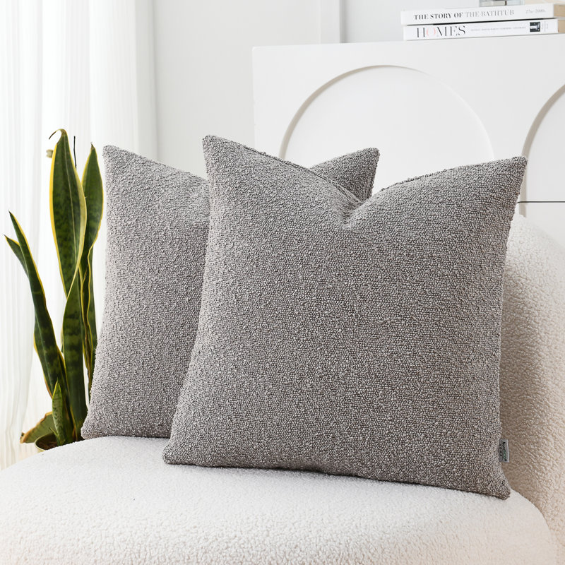 Housses de coussin texturées, Gris clair, Carré 24 po