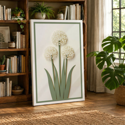 White Alliums Botanical - Wrapped Canvas