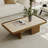 51.18" Mid Century Retangular Coffee Table, Beige Sintered Stone Table top, Solid Wood Legs