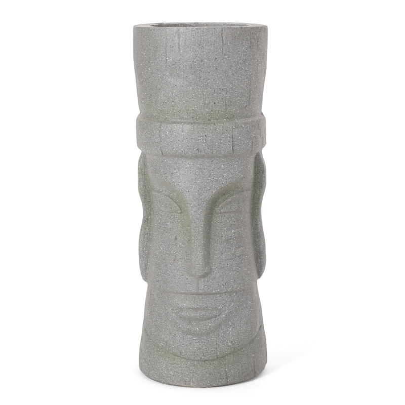 Outdoor Stone Gray Magnesium Oxide Flower Planter - 23.97 In Height, 9.86 Width, 9.26 Depth, 13.24 Lb Weight Oxide, Shade, In. H, W, D, Lb.