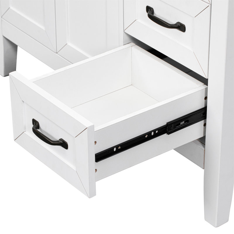 White 36" Freestanding Bathroom Vanity Cabinet with Drawers
