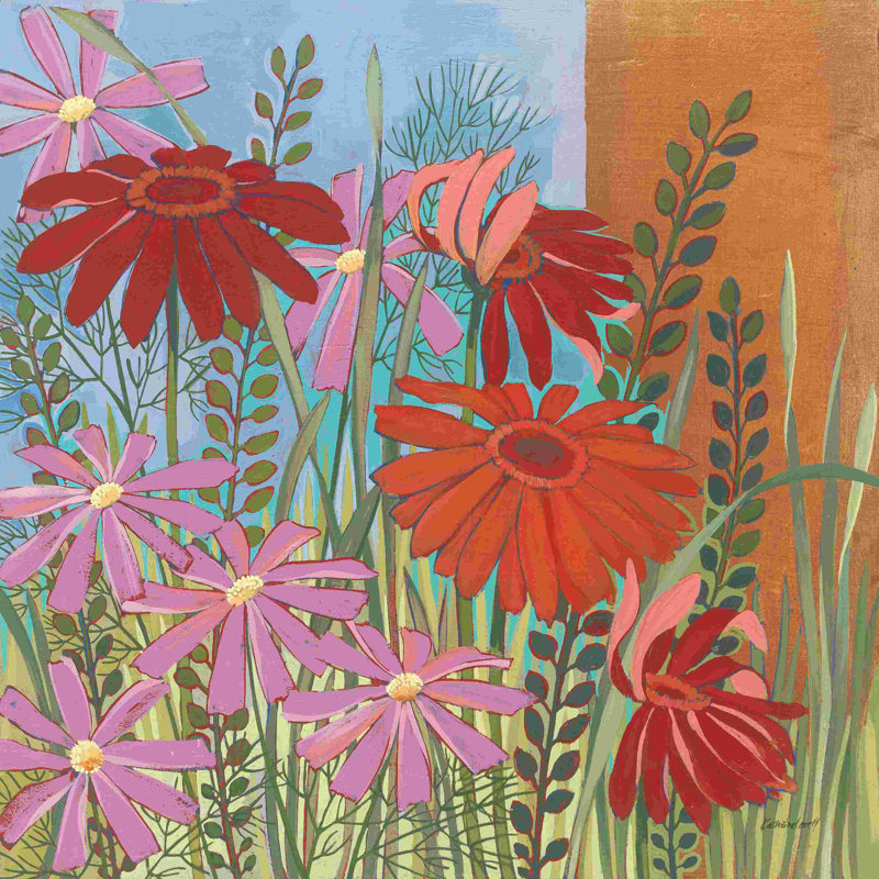 Fleurs d'été III, H 36 po x l 36 po, Non, Toile tendue