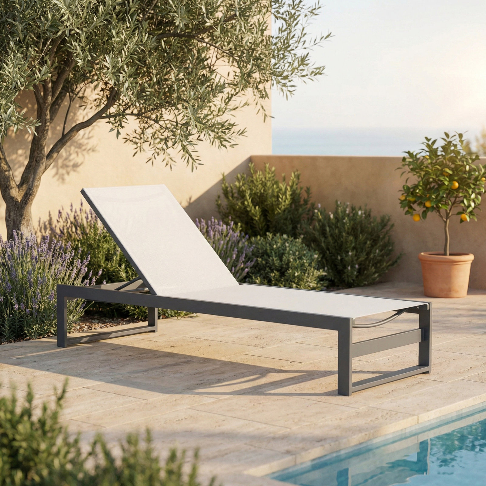Howe 26" Patio Chaise Lounge, White