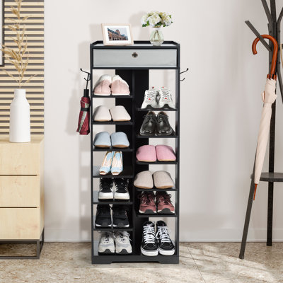 13 Pair Solid Wood Shoe Rack