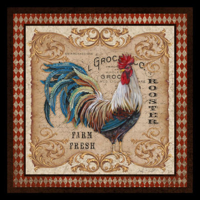 " Old World Rooster - Farm Animals - Abstract Boarder Design " by Jean Plout