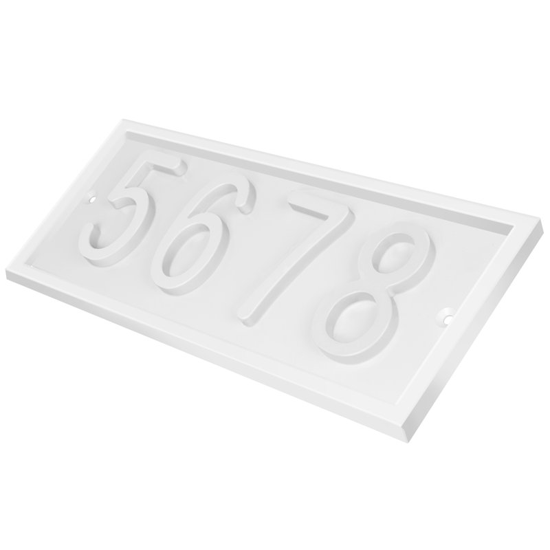 Plaque d'adresse horizontale encadrée en aluminium Royal Shade, Blanc, Oui, Blanc