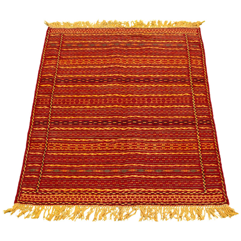 Tapis décoratif en laine rouge noué à la main new age kashkoli de conception unique 3 pi 3 po x 4 pi 11 po
