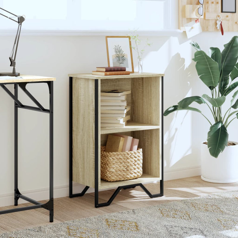 Bibliothèque vidaXL Bois d'ingénierie, métal, Chêne sonoma, (3 tablettes) H 41,7 po x l 31,5 po x P 12,2 po