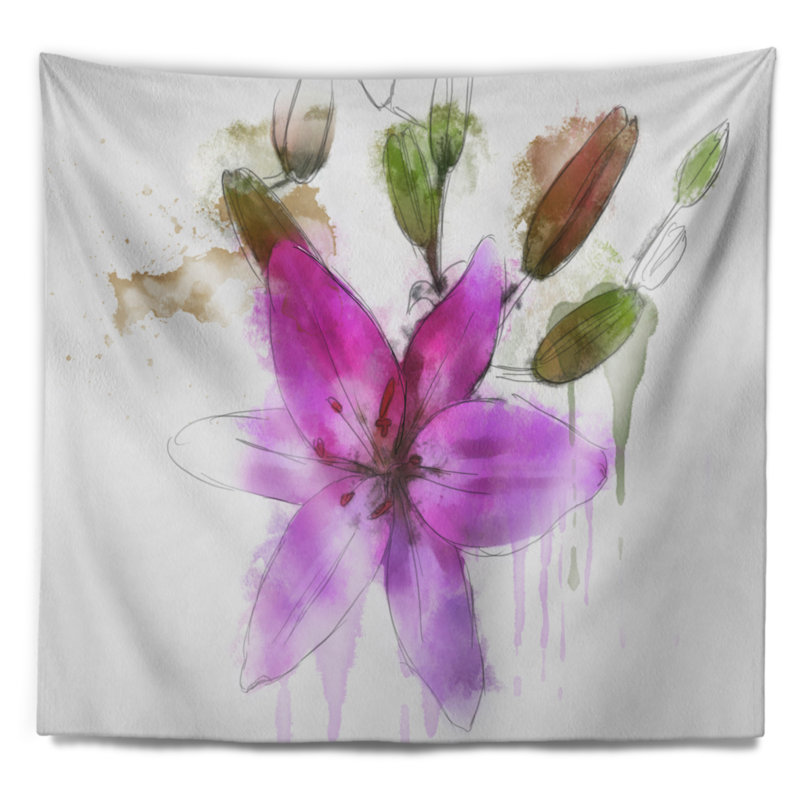 Magnifique tapisserie mauve à motif floral, H 32 po x l 39 po