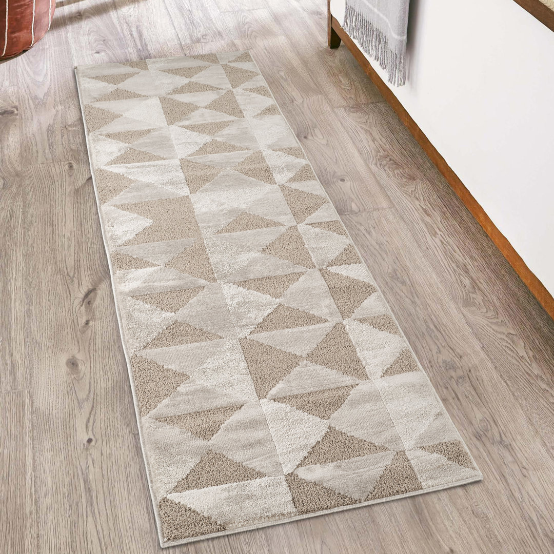 Hamilton Modern Metallic Sheen Area Rug - Polypropylene Weaving - Jute Backing -  Mosaic Geometric Triangle Design Rugs, Mocha