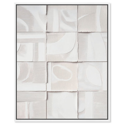 White Relief IV Canvas Print Neutral Wall Decor by Art Remedy, White Frame, 24 x 30