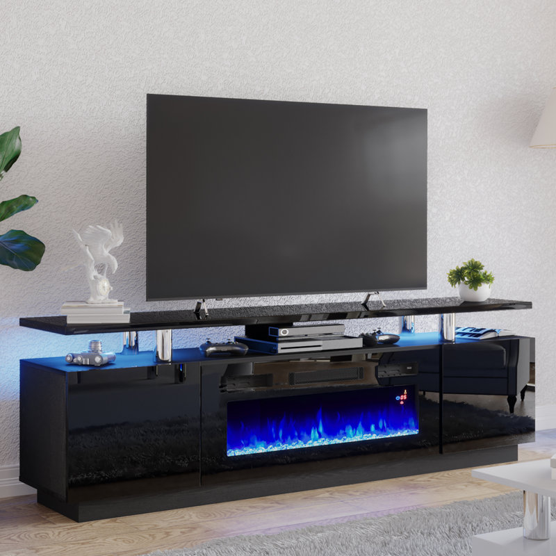 Meuble télé Bhhatu 70 po, Noir, 70"