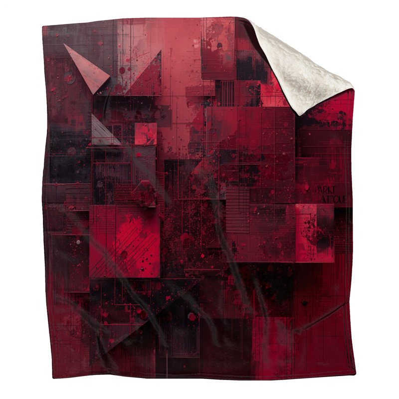 Couvertures abstraites géométriques rouges, L 60 po x H 80 po