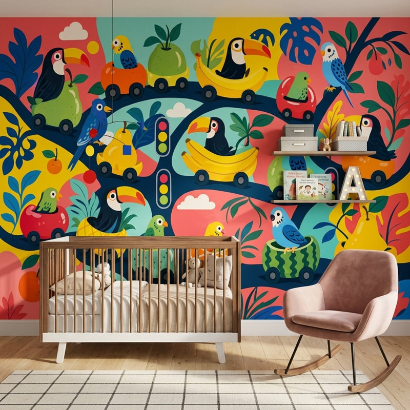 Décoration murale perroquet amovible, 160 po x 108 po, Texturé non collé