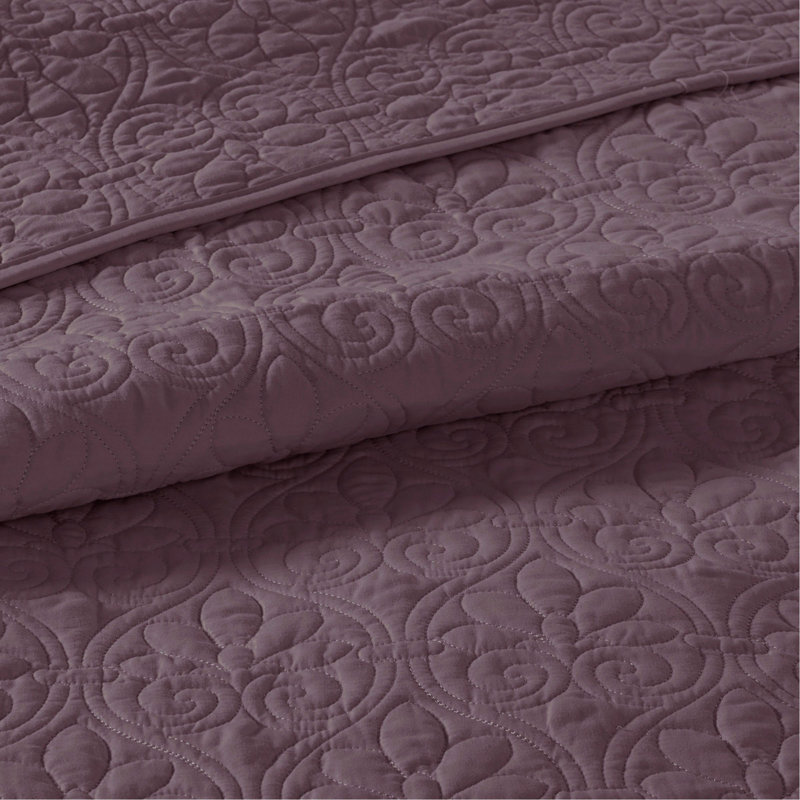 Ensemble de courtepointe réversible mauve, Mauve, Courtepointe très grand et 2 pièces supplémenta