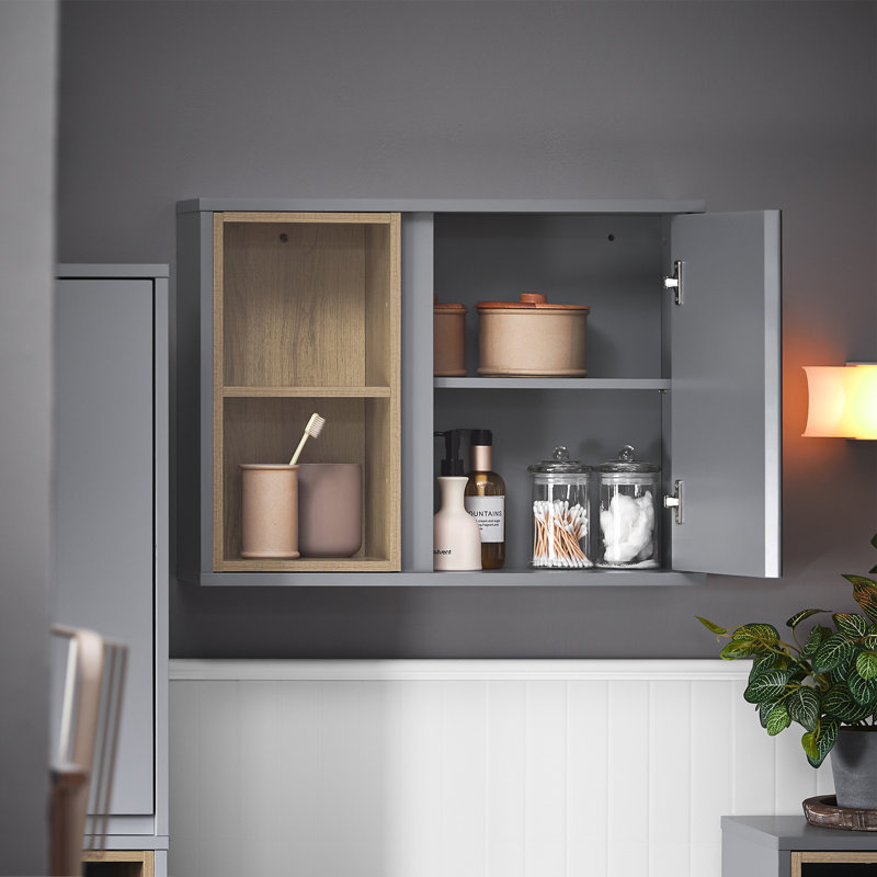 Prionto Wall Mounted Required Bathroom Cabinet, Gray