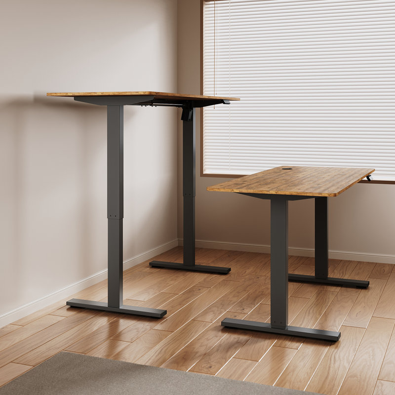 140Cm W Height Adjustable Rectangular Standing Desk, Rustic Brown