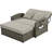 2 Pe Reclining Lounge, Gray, Adjustable Back, With Comfortable And Water- Fabric Covers Chaise Lounge For 2, Protected Cushions-77170983
