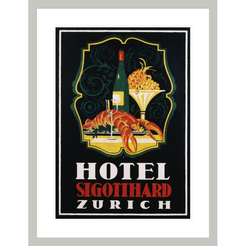 «Hotel St. Gotthard Zurich» par Otto Baumberger, impression giclée encadrée, 29.5" H x 22.65" W