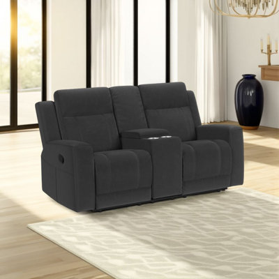 Krio Manual Recliner Loveseat, 71 Inch Modern Faux Leather