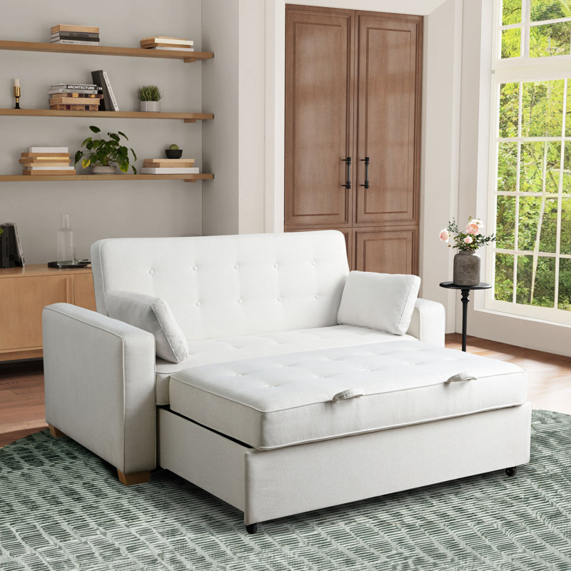 Serta Monroe 72.6" Queen Size Convertible Sleeper Sofa with Pop-Up Bed, Tufted Back, Oyster