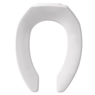 1955CT Commercial Heavy Duty Open Front Toilet Seat, Never Loosen, ELONGATED, Plastic, White, 6-Pack -  Bemis, 7B1955CT6P 000