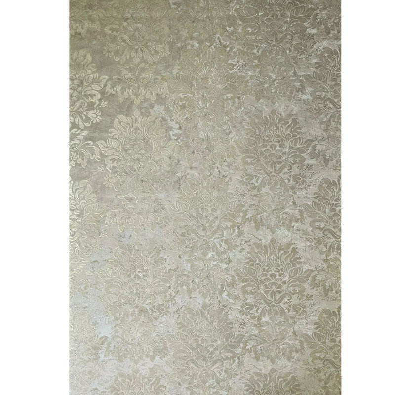 Papier peint texturé damassé taupe