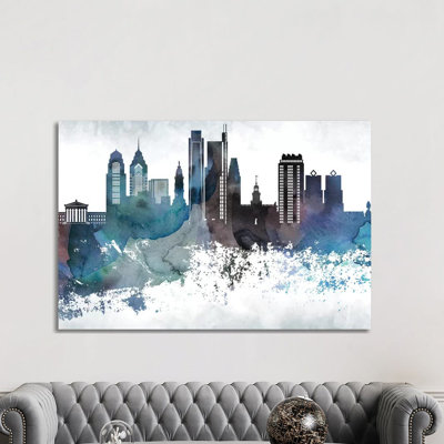 Philadelphia Bluish Skylines - impression d'art graphique