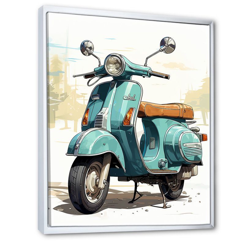 Calita Scooter Retro Rider II - Imprimé, H 32 po x l 16 po x P 1 po, Cadre flottant blanc