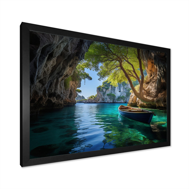 Bennith " Greece Zakynthos Secrets I ", H 16 po x l 32 po, Cadre simple noir