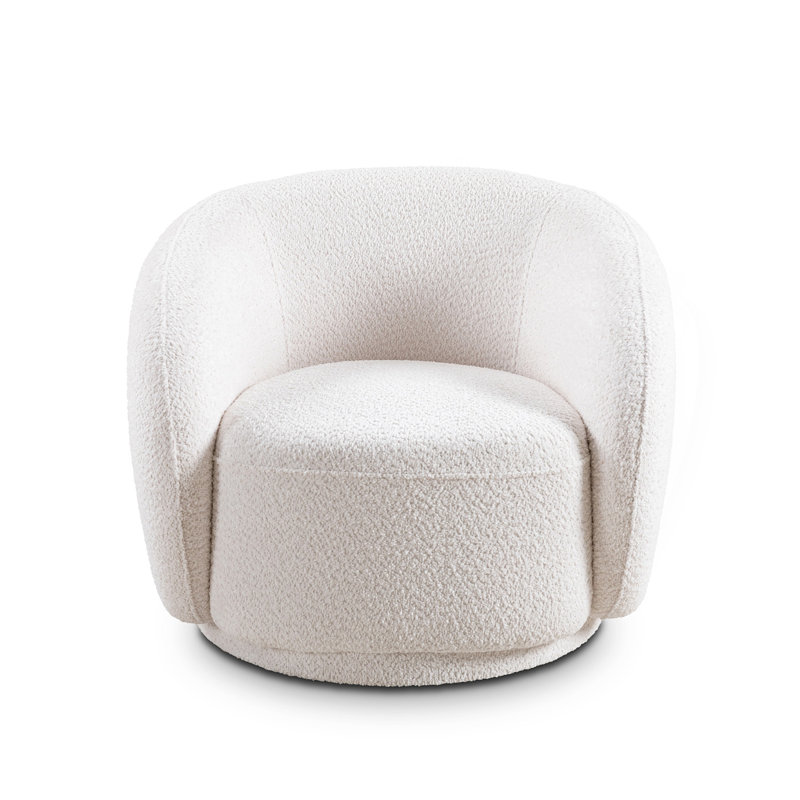 Swivel Accent Chair, Boucle Fabric Upholstered Barrel Chair, Single Sofa Single Armchair For Living Room