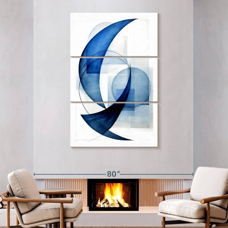 Avery Dynamic Blue Circles II, 74" H x 48" W