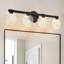 Applique murale moderne à 4 lumières DEL noir mat avec verre ondulé texturé, applique murale moderne à intensité variable-128985075-128985077