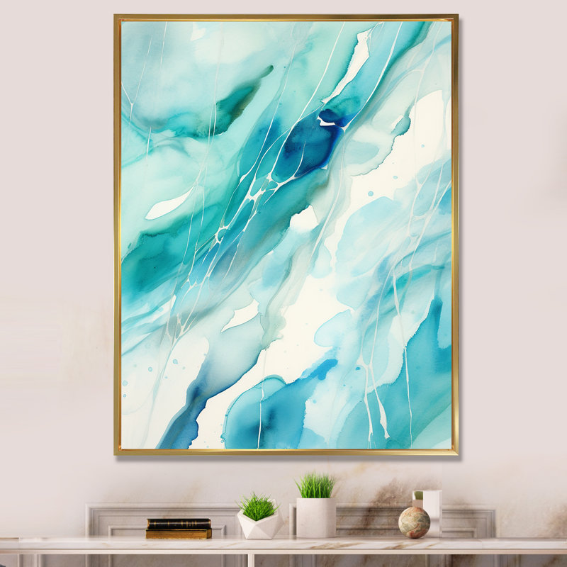 Turquoise Waves Impressions Of Infinity I - Peinture abstraite, impressions d'art mural, H 20 po x l 12 po