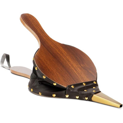 17X7.5 Inch Large Fireplace Bellows - Solid Wood Handheld Air Blower With Cast Nozzle For Camping, Grill, Chimney & Outdoor Fire Pit