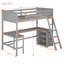 Lit mezzanine en bois avec bureau et tablettes - Structure en bois peu encombrante-995979936