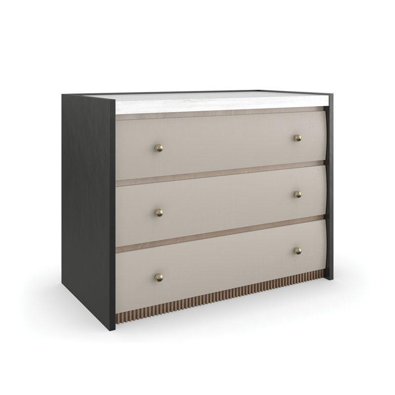 Avignon 3 - Drawer Solid Wood Nightstand, White/Bronze/Rockport Burnished Adobe
